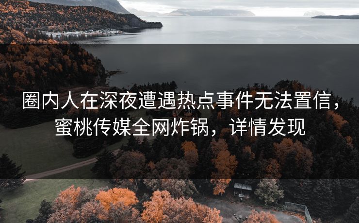 圈内人在深夜遭遇热点事件无法置信，蜜桃传媒全网炸锅，详情发现