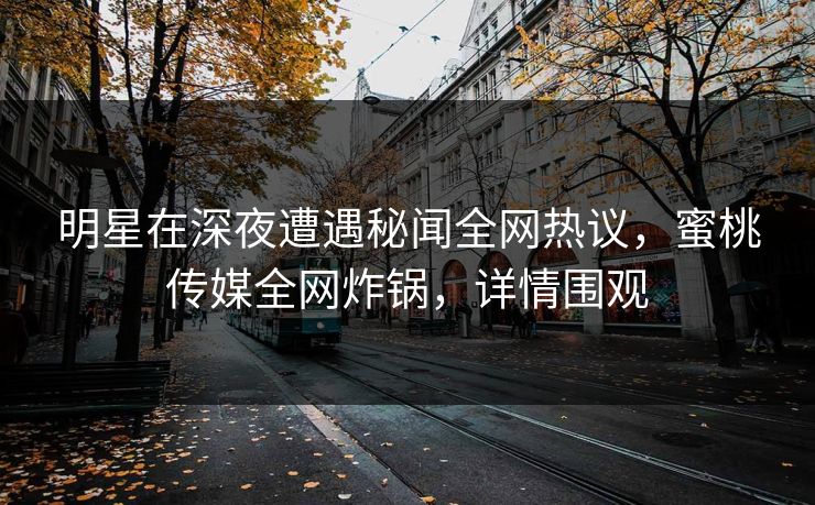 明星在深夜遭遇秘闻全网热议，蜜桃传媒全网炸锅，详情围观