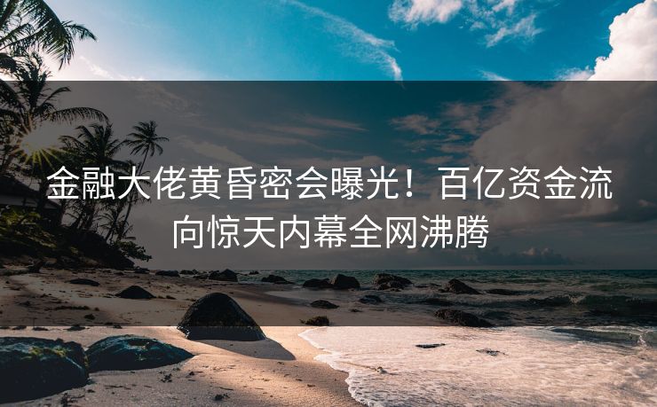 金融大佬黄昏密会曝光！百亿资金流向惊天内幕全网沸腾