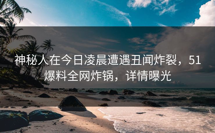 神秘人在今日凌晨遭遇丑闻炸裂，51爆料全网炸锅，详情曝光